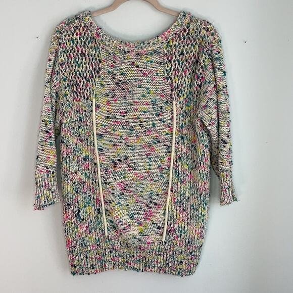 Plenty by Tracy Reese Rainbow Confetti slub scoop neck  3/4 sleeve sweater sz S - Picture 8 of 8